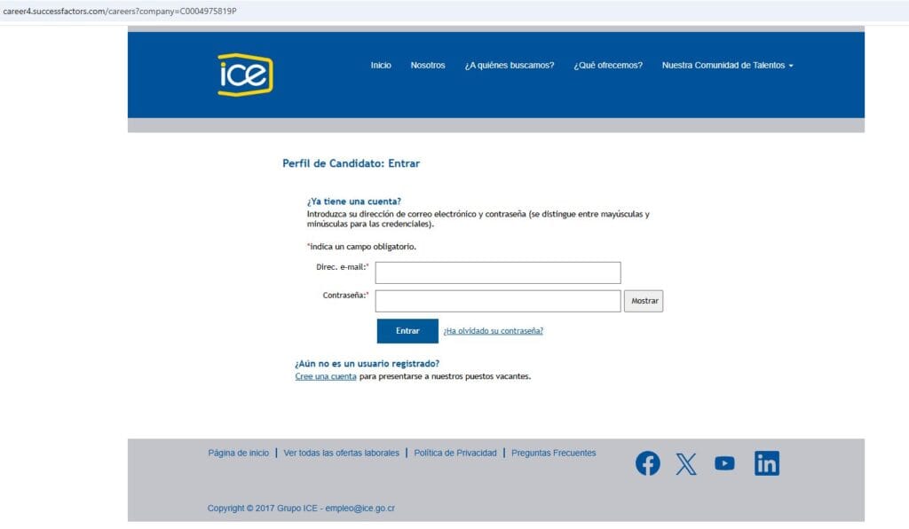 ingresar curriculo ice
